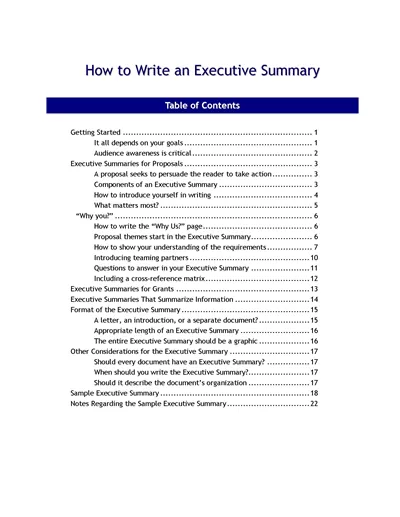 How to Write an Executive Summary