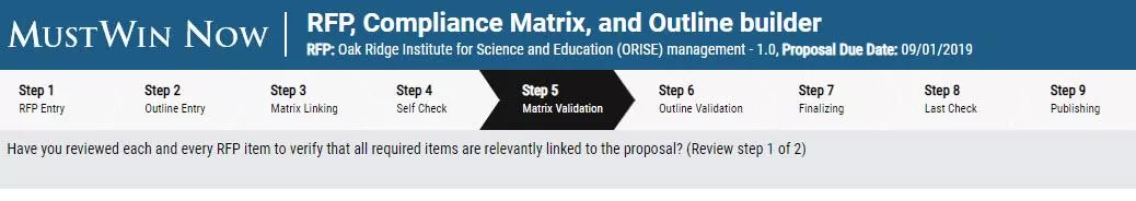 How to validate a compliance matrix using MustWin Now