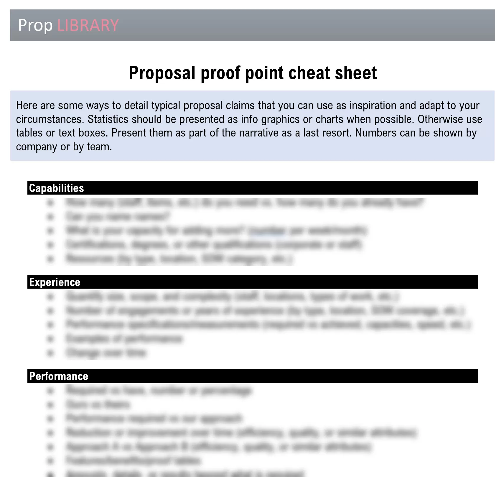 Proposal proof point cheat sheet